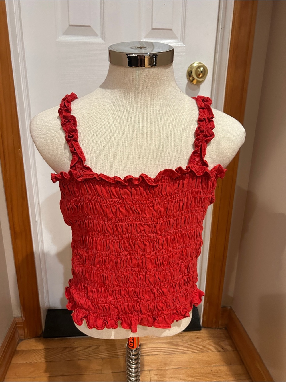 Old Navy Red Ruffled Smocked Camisole